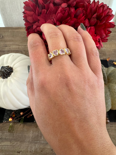 Color Bezel Heart Rings