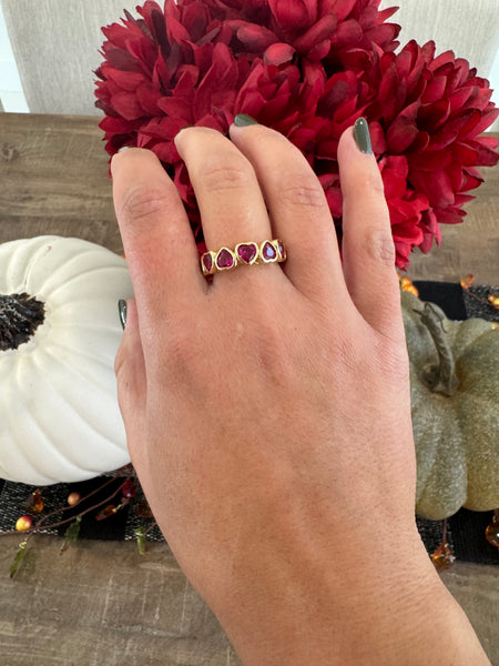 Color Bezel Heart Rings