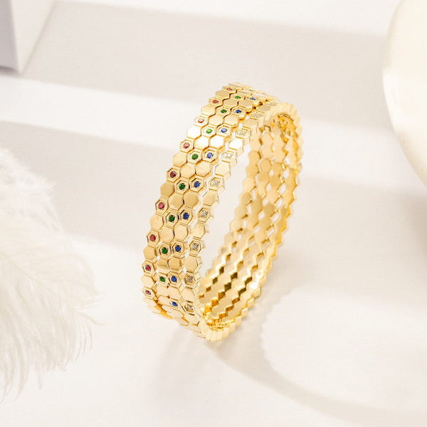 Gemstone Honeycomb Bangle